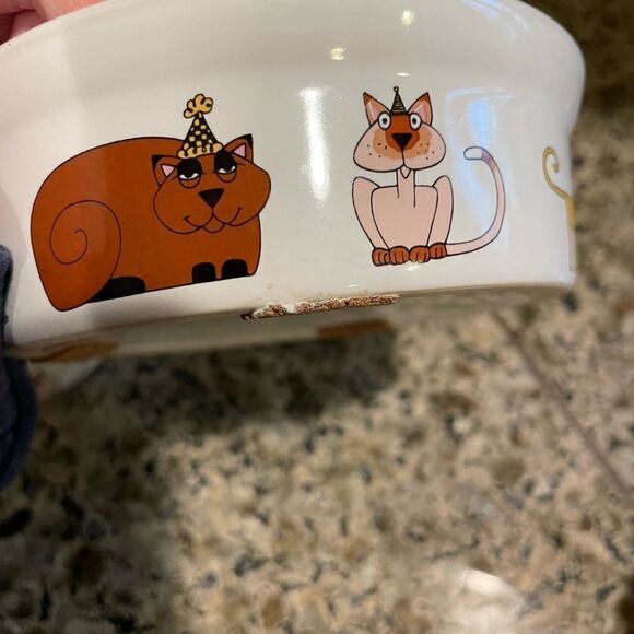 Ursula Dodge PARTY CAT Cat Bowls set of 2 - Picture 7 of 13